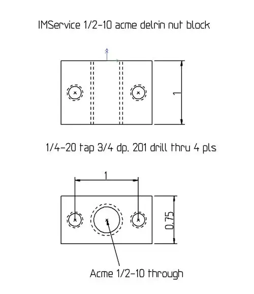 SWMAKER 2 pcs * 1/2-10 ACME DELRIN NUT BLOCK RH for acme threaded rod CNC