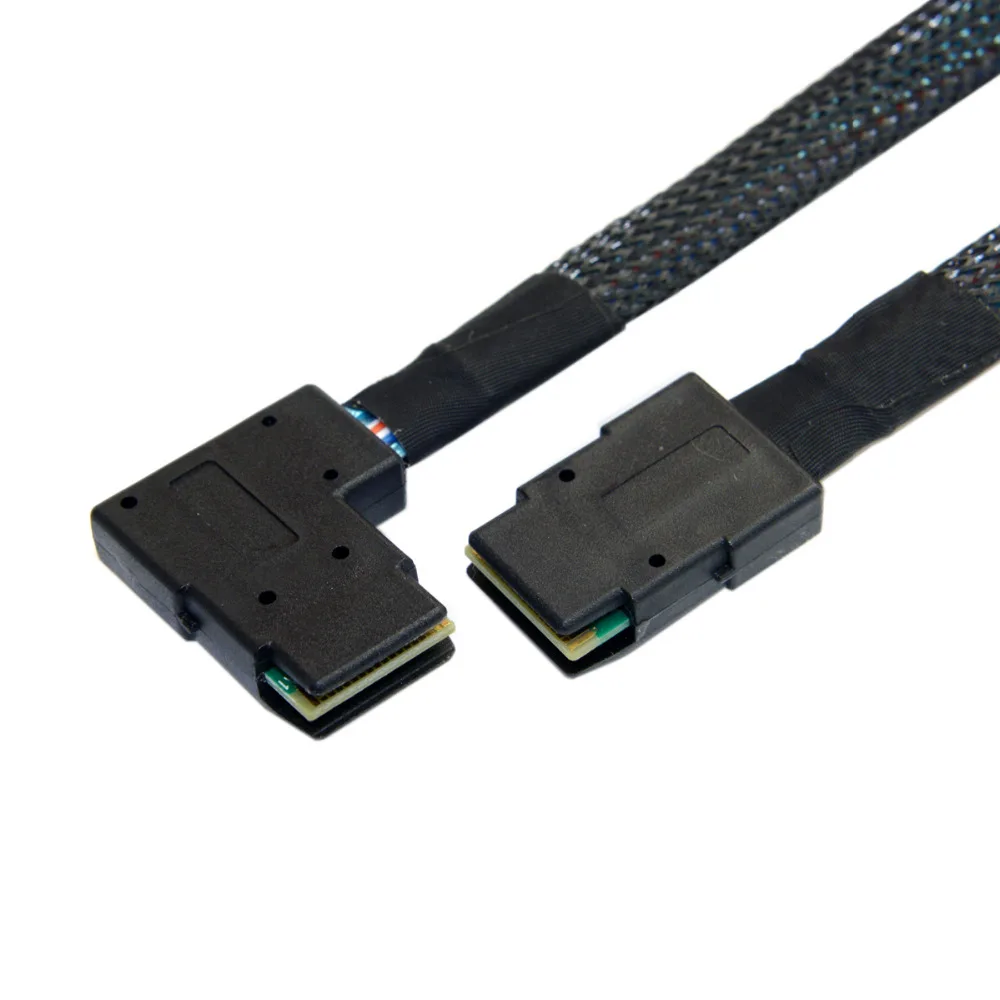 CY Ultra Slim Flat Left Angled 90 Degree Mini SAS 36pin SFF-8087 to 8087 Data Raid Cable 80cm