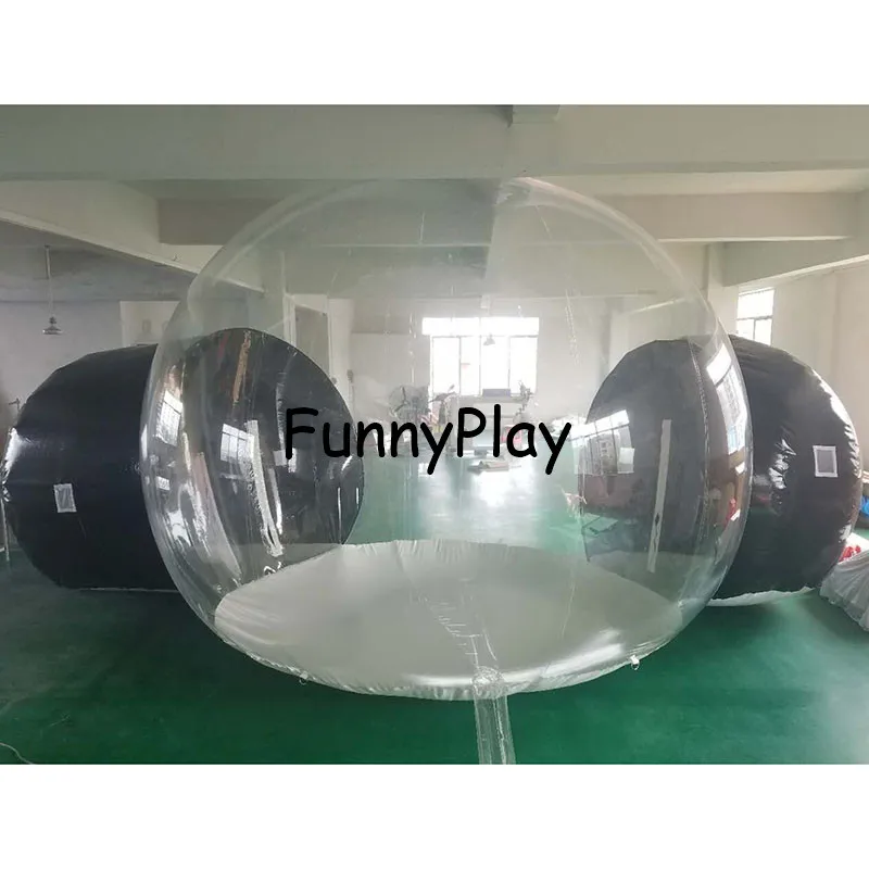 

inflatable sealed air tent,inflatable marquee outdoor party tents, camping igloo tents,half clear half black air dome tent