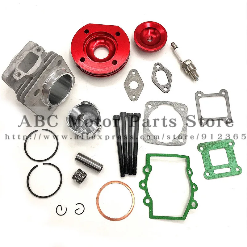 44mm Cylinder Assy Big Bore 44-6  Kit Set 2 Grooves For 47cc 49cc Mini Dirt ATV Pocket Bikes Minimoto