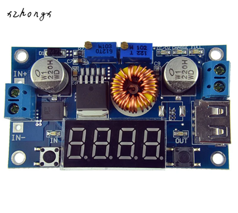 DC-DC 5A Modul Pengisi Daya Baterai Lithium Drive LED dengan Voltmeter Ammeter Tampilan Digit LED