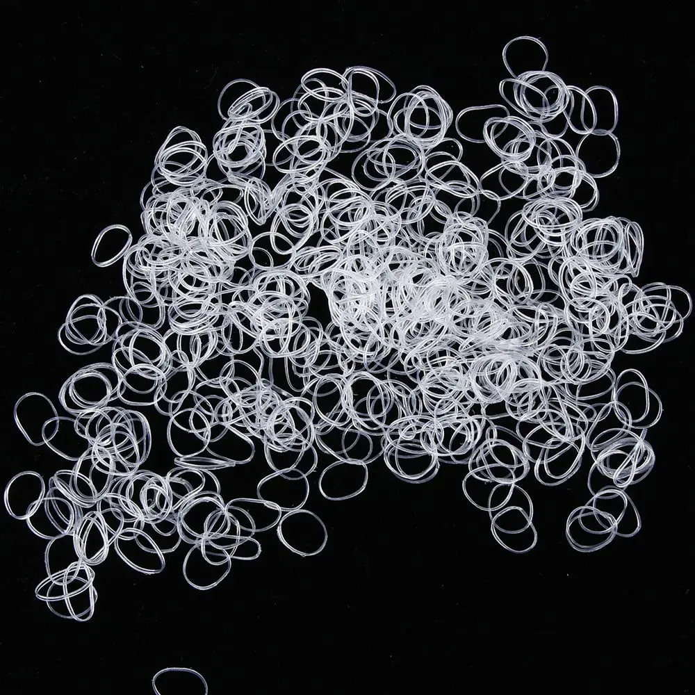 200PCS Small Transparent Rubber Hairband Rope Silicone Ponytail Holder Elastic TPU Hair Holder Tie Gum Rings  Hair Accessories