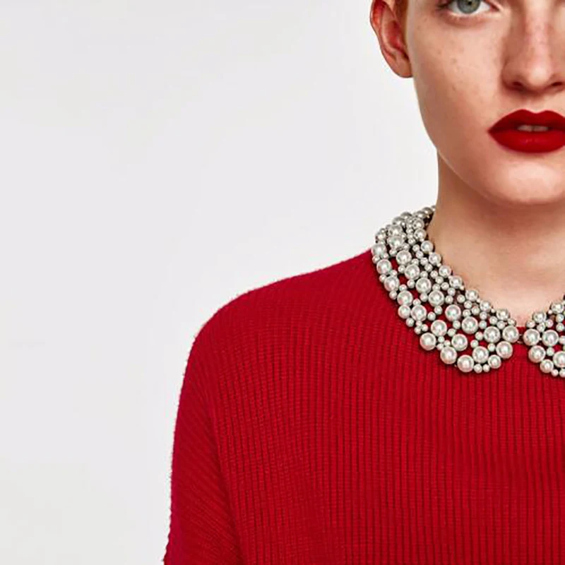 3 Colors New Trending Statement Jewelry Simulated-pearl Choker Girls Chunky Bib Necklace High Quality For Women Wholesale F10030