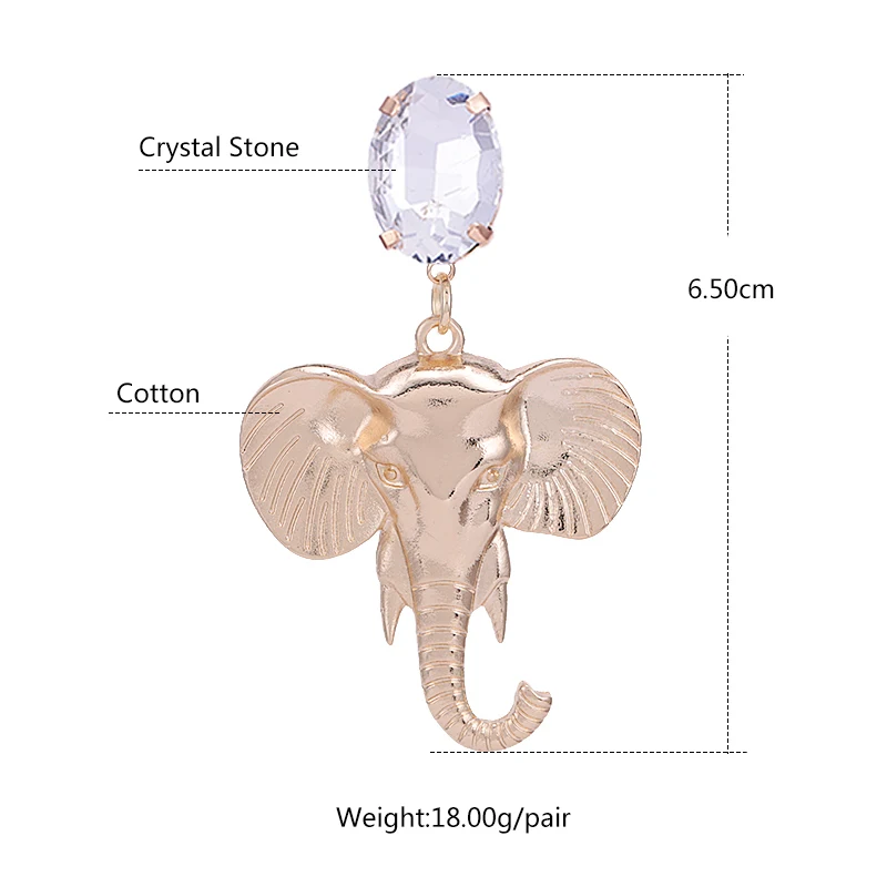 Sehuoran Zinc Alloy Earrings Elephant Head Drop Earrings For Woman Animal Pendients Oorbellen Aretes BrincosFashion Jewerly