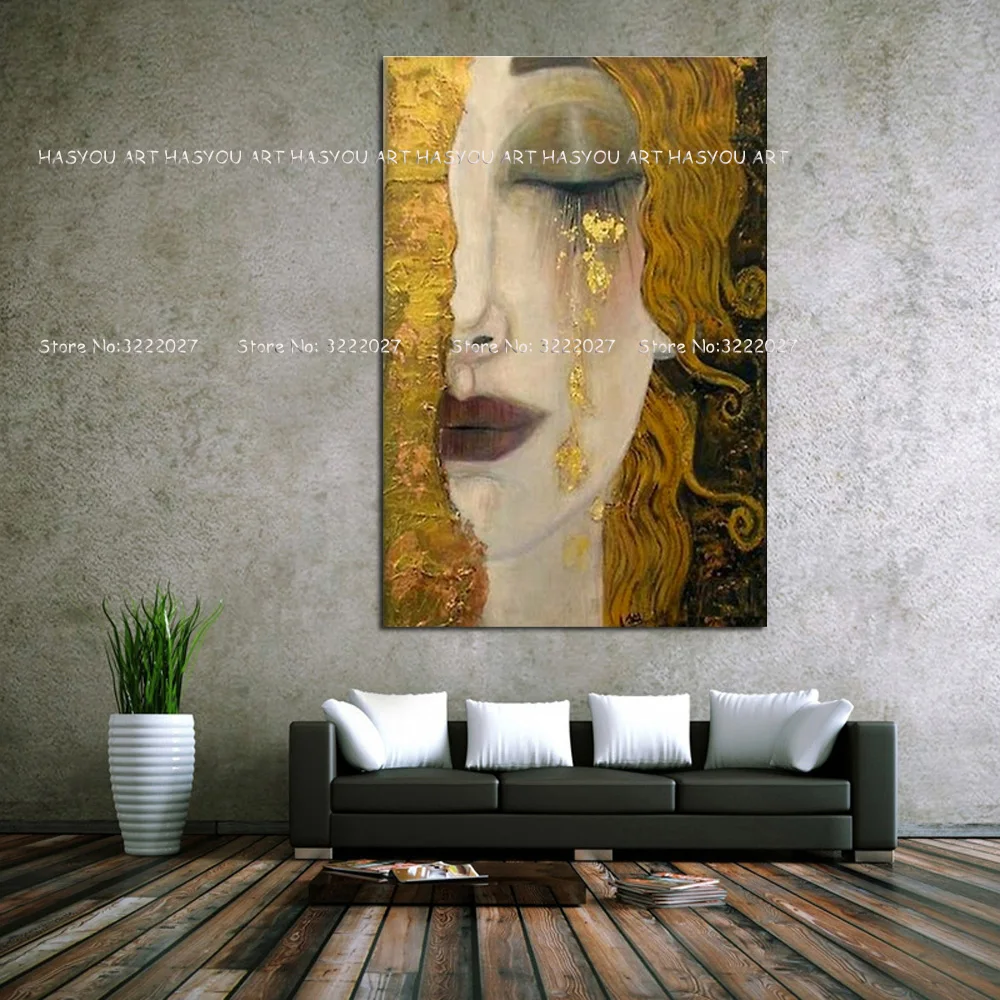 Canvas Painting Golden Tears by Gustav Klimt Painting Modern Oil Painting Quardro Wall Pictures For Living Room Home Decor