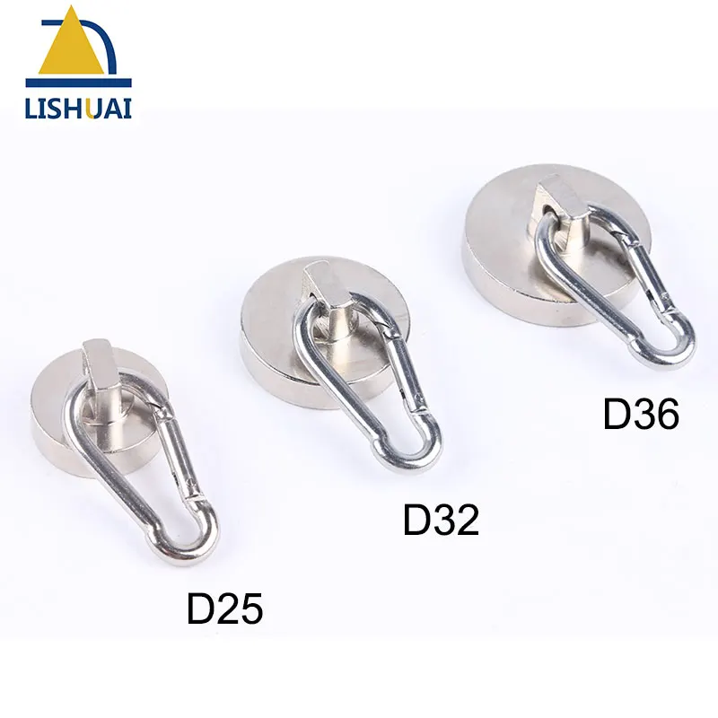 LISHUAI Multi-use Neodymium Pot Magnet with Carabiner Powerful Magnetic Hanging hook Underwater Salvage Magnet