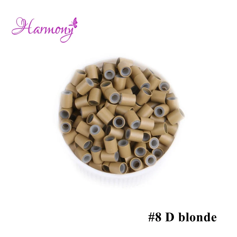 Harmony Plus Hair 500pcs 3.4*3.0*4mm With silicone Copper tubes links beads for I tip hair extensions tools accessories