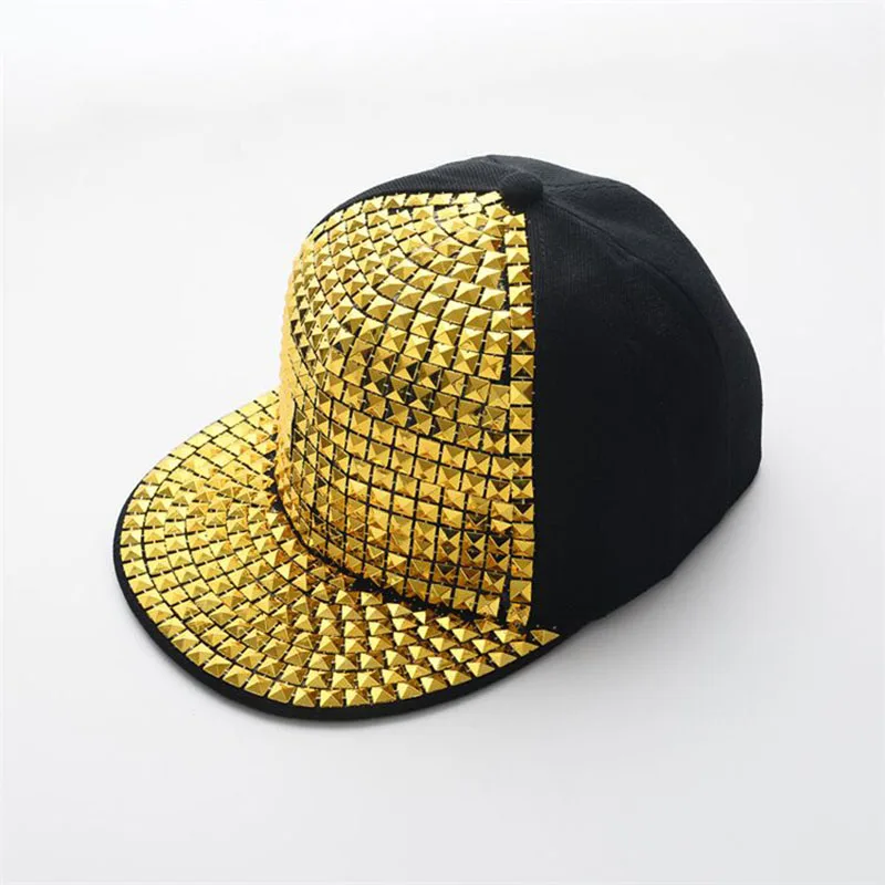 2017 Unisex Punk Hedgehog Hat Personality Jazz Snapback Spike Studded Rivet Spiky Sequins Baseball Cap For Hip Hop Rock Dance