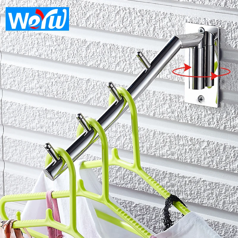 WEYUU Indoor and Outdoor Rotating Coat Hook Toilet Stainless Steel Clothes Hook Wall Mount  Bathroom Accessories