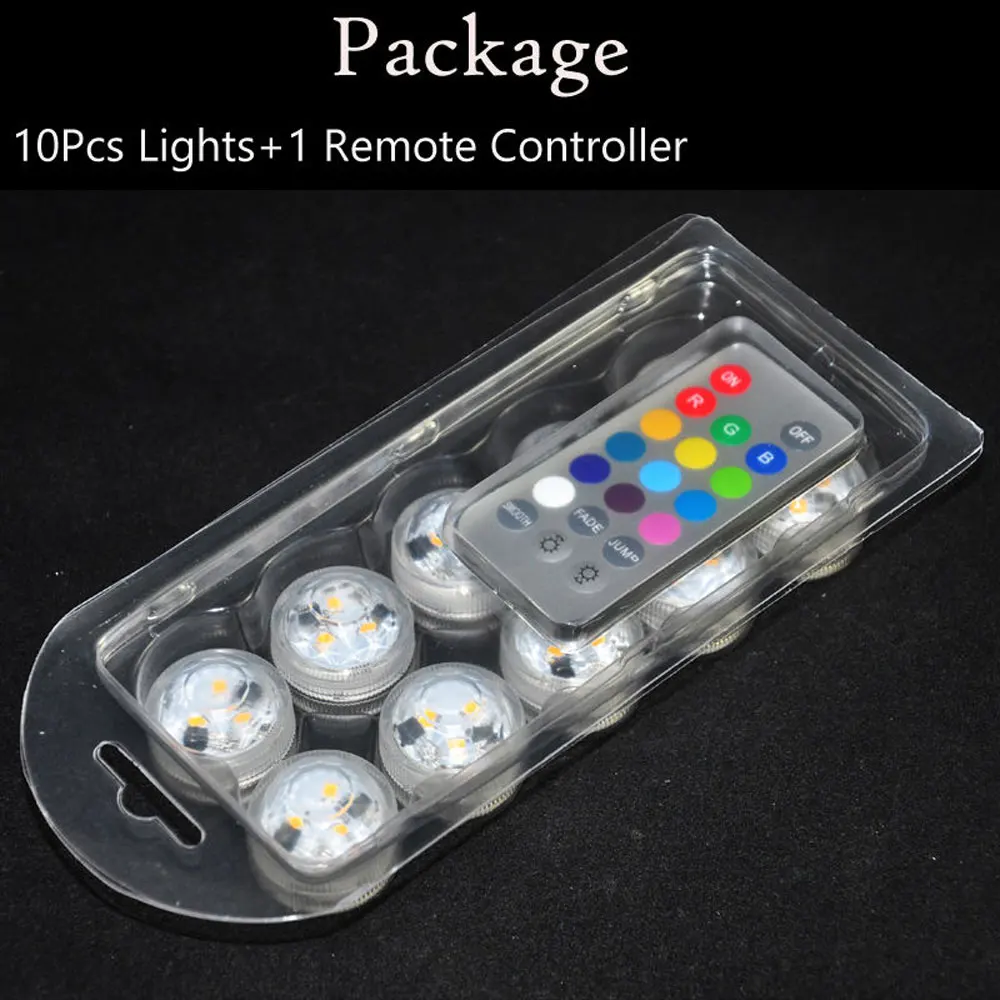 Luces LED sumergibles románticas, lámparas impermeables Floralyte para fiesta de boda, lámparas de noche con pilas incluidas, decoraciones, 10 unidades por juego