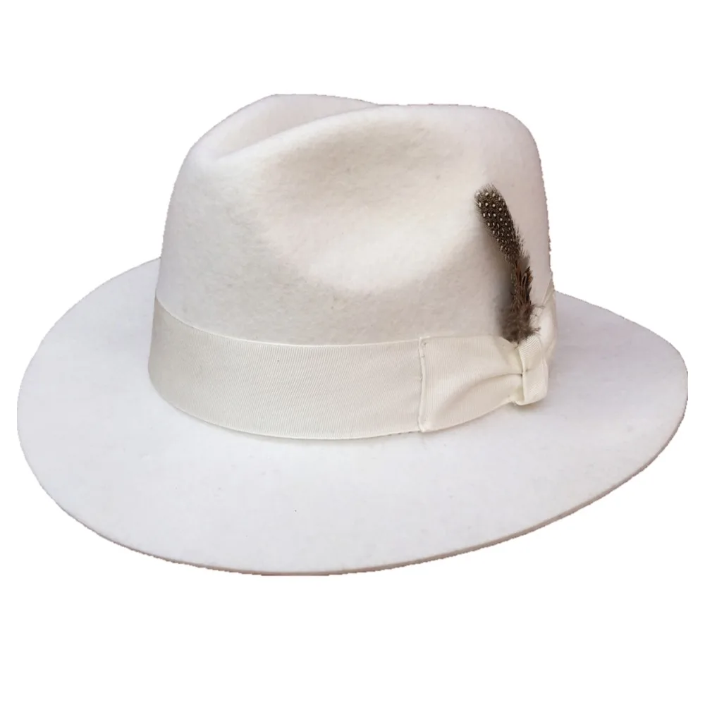 Classic White Men 's  Wool Felt Fedora Hat  Godfather Hat -American Style