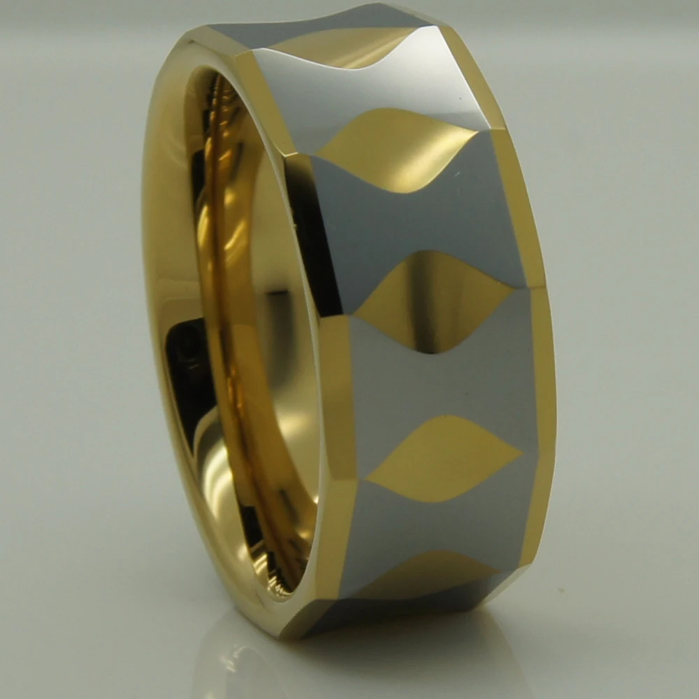 9mm 2tone gold plating hi-tech scratch proof wedding tungsten ring