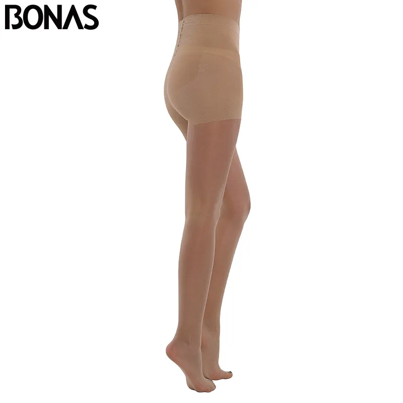 BONAS 20D Summer Sun Protection Tights Women Sexy High waist Nylon Breathable Pantyhose Girl Stretchy Resistant Slim Stockings