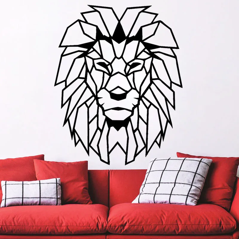 Geometric Objects Animal Wall Stickers Home Decor Living Room Lion Head Art Decal Mural Child Room vinilos paredes Paper S050