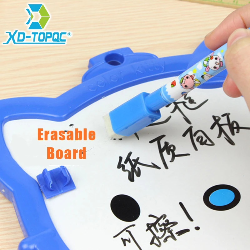 XINDI 16.5cm*19 cm Whiteboard Cartoon Dry Wipe Pink Blue Cardboard Drawing Kids White Board Hanging Erase Board With Pen WB65