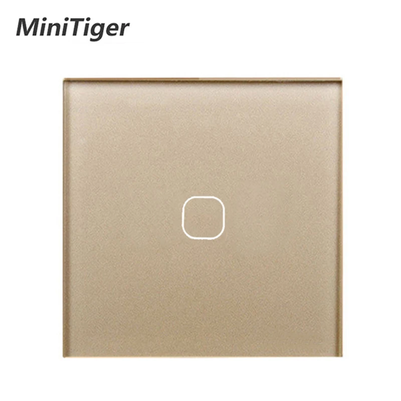 

MiniTiger EU/UK Standard,1 Gang 1 Way Wall Touch Switch, White Crystal Glass Switch Panel, 220-250V, Only Touch Function