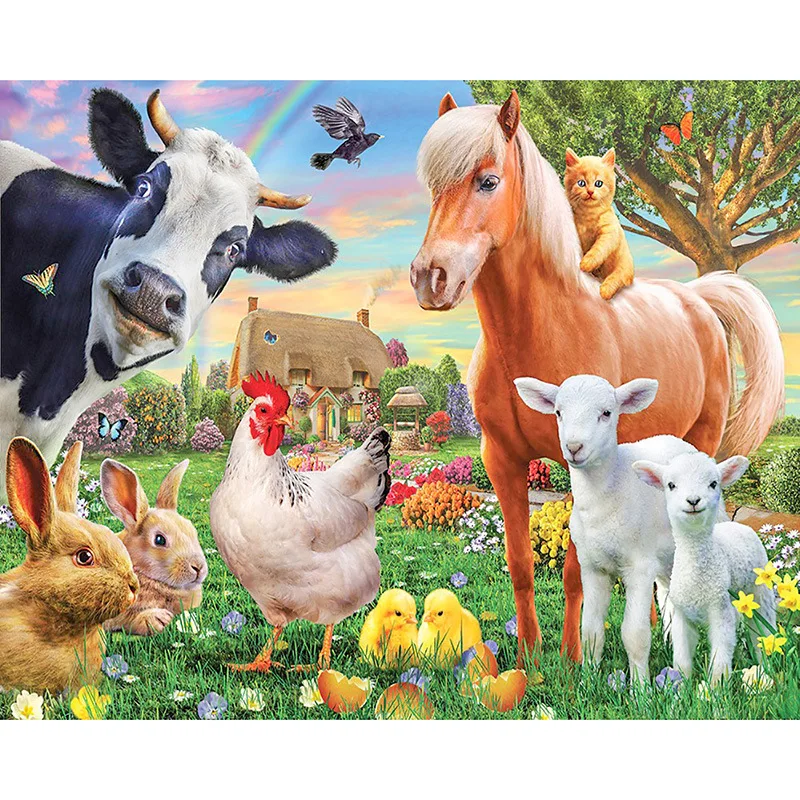 

Cattle Horses Full Square 5D DIY Diamond Painting Crystal Diamond Embroidery Cross Stitch Animal World Needlework Decor WG1129