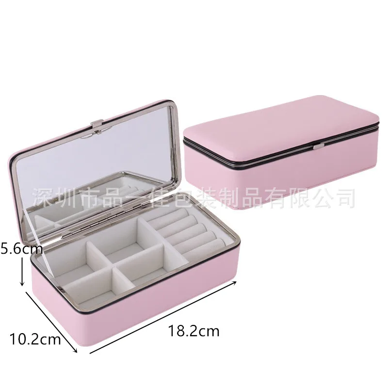 Exquisite Travel Jewelry Box Women Leather Rectangle Packaging Necklace Rings Earrings Storage Organizer Display Gift Boxes Case