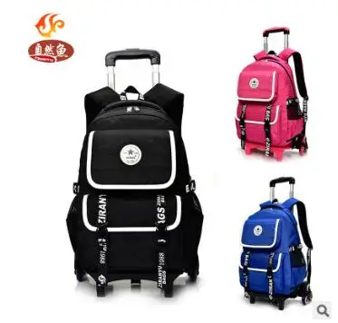 kid School Backpack On wheels Trolley School backpack bag for boys kid's luggage Rolling Bag Children wheeled Backpack for kids