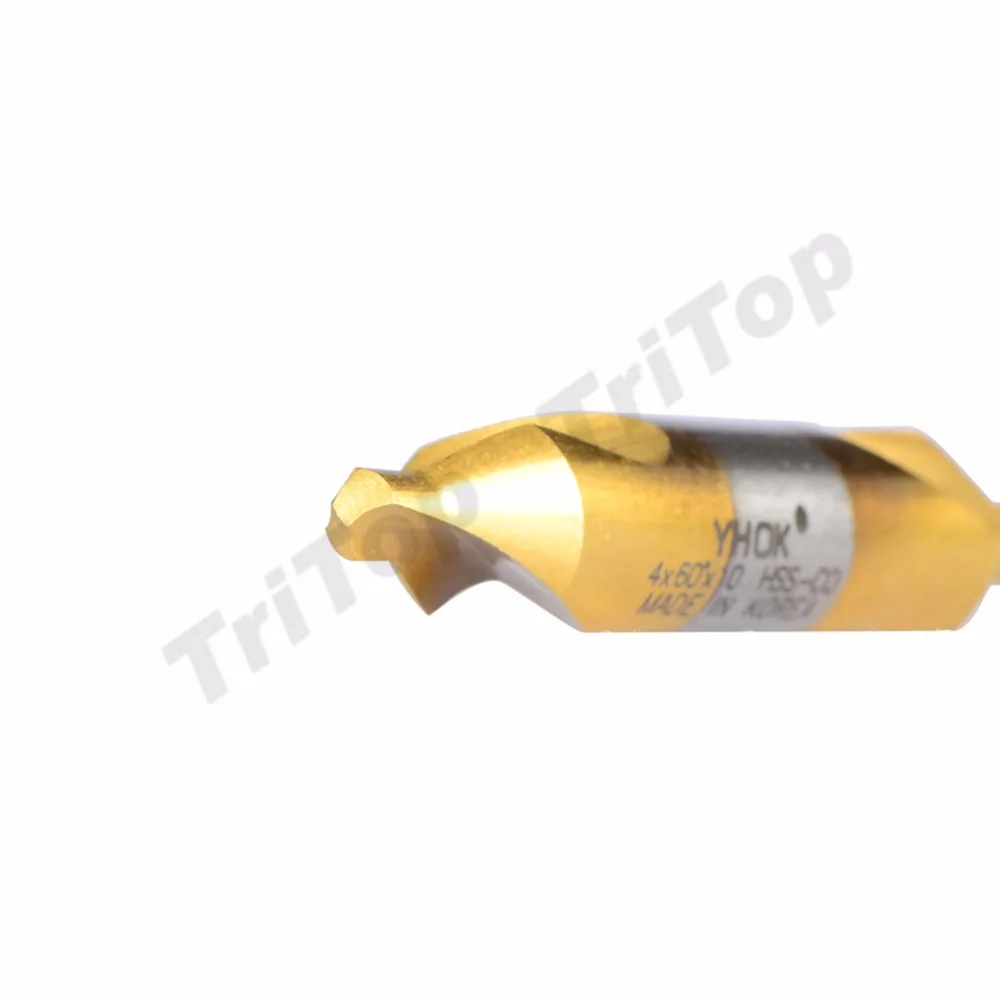 5 pz/lotto D4.0 * 60 gradi HSS alta qualità contenente cobalto dorato rivestimento punta da trapano centrale diametro gambo 10mm 60