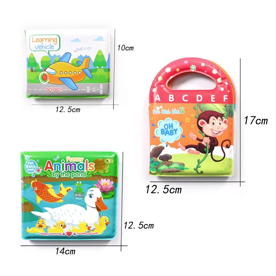 Bath Books Baby Education Cogintive Floating Toys Bathroom Bathing Toy EVA Book Waterproof With BB Whistle Cartoon Animal Toys