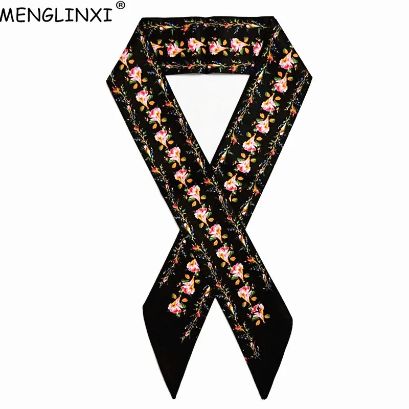 Floral Print Skinny Scarf For Women Fashion Handbag Scarf Brand Silk Foulard Women Tie Fashion Belt Head Scarves For Ladies