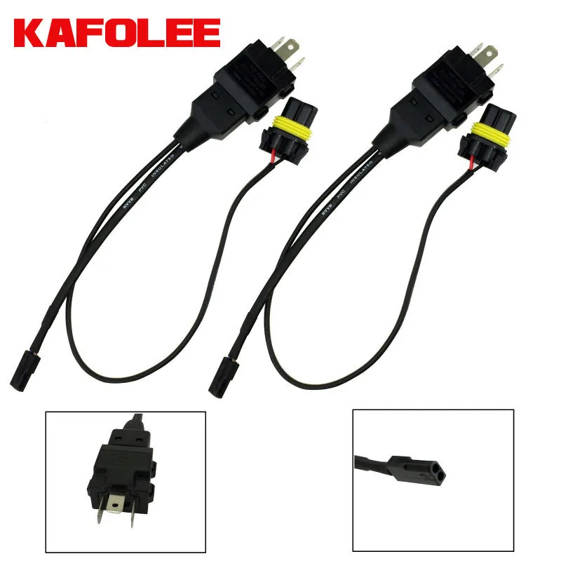 2X H4 HB3 9003 Bi-Xenon Control Line Relay Harness Controller Wires Retrofit Connector Mini Projector Lens Line Hi/Low Line