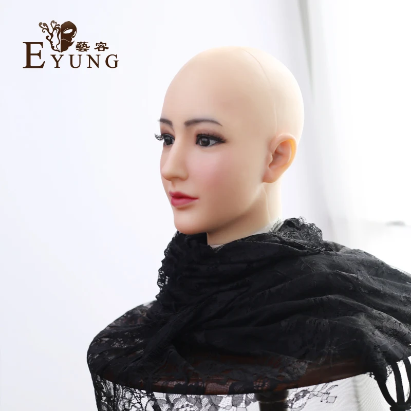 EYUNG silicone mask female Ful Head Alice female face mask with light makeup for crossdresser Masquerade Hide facial scars