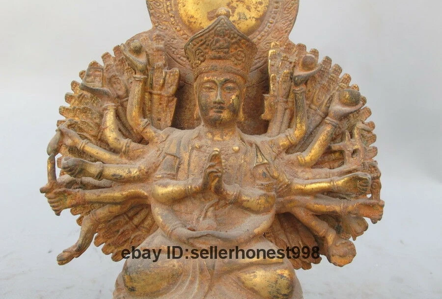 26 CM Tibet Bronze Buddhism 1000 Armed Kwan-Yin Maha Cundi Bodhisattva Statue