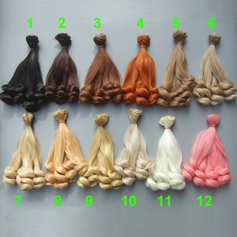 15cm brunette blonde coffee black brown natural color curly high temperature doll wigs hair for 1/3 1/4 1/6 BJD SD diy