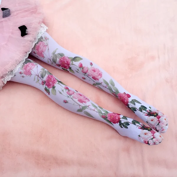 Princess sweet lolita pantyhoseDepartment of soft sister cute LOLITA cartoon printing rose tights LKW210