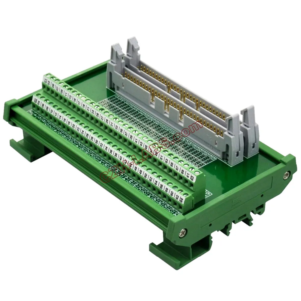 

CZH-LABS DIN Rail Mount Dual IDC64 Pitch 2.54mm Male Header Interface Module Breakout Board.