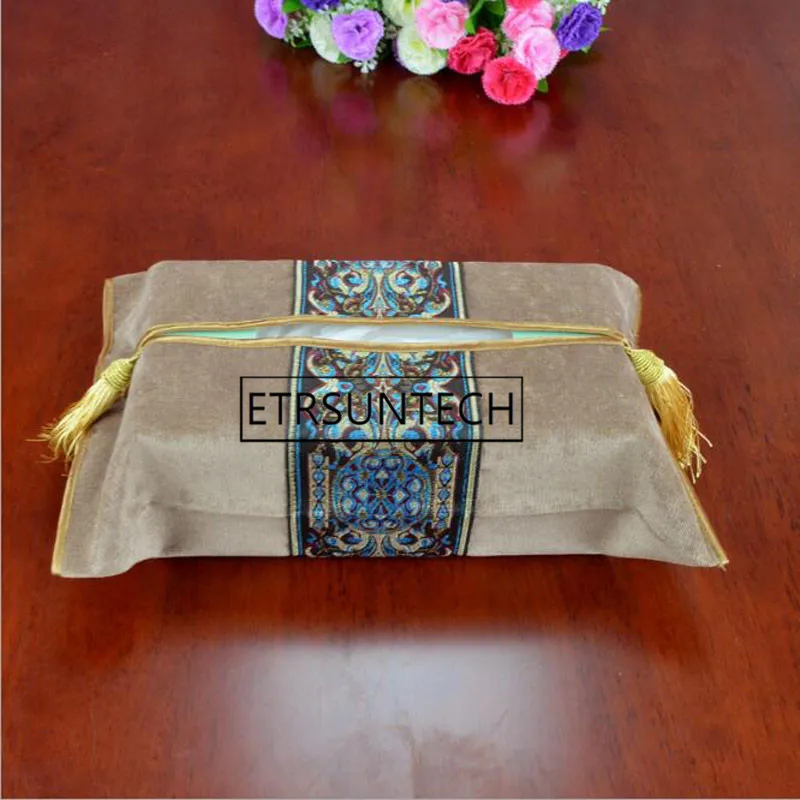 

50pcs Classical Embroidery Tissue Box Cotton Napkin Holder Cover Room Car Sofa Hotel Decorative Paper Container Case