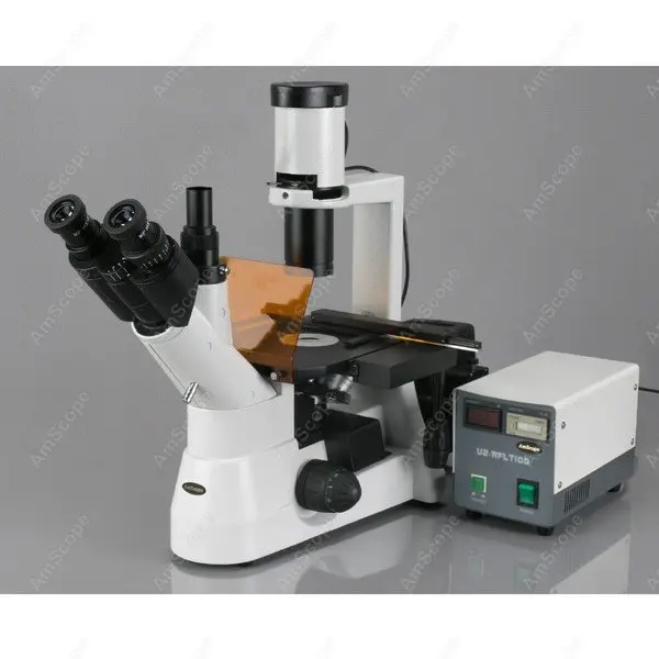 EPI Fluorescence-AmScope Supplies 40x-400x Plan Phase Contrast Culture Fluorescent Inverted Microscope SKU: IN300T-FL