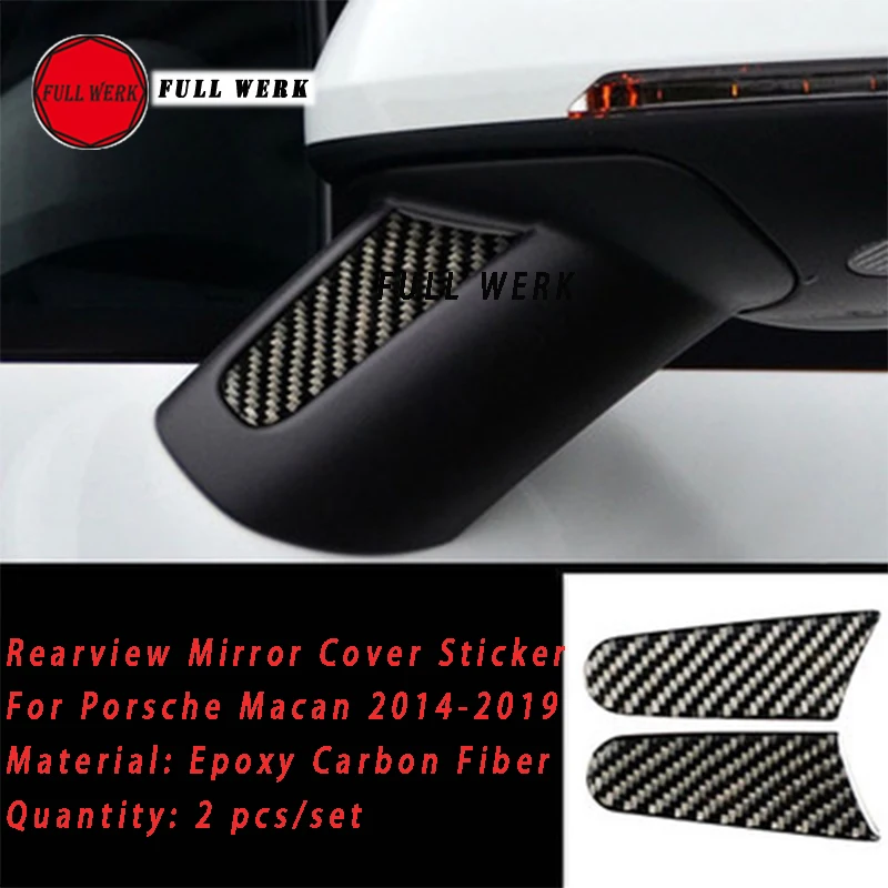 

2pcs/Set Car Exterior Side Rearview Mirror Cover Decoration Sticker Decal for Porsche Macan 14-19 Carbon Fiber Look Accessories