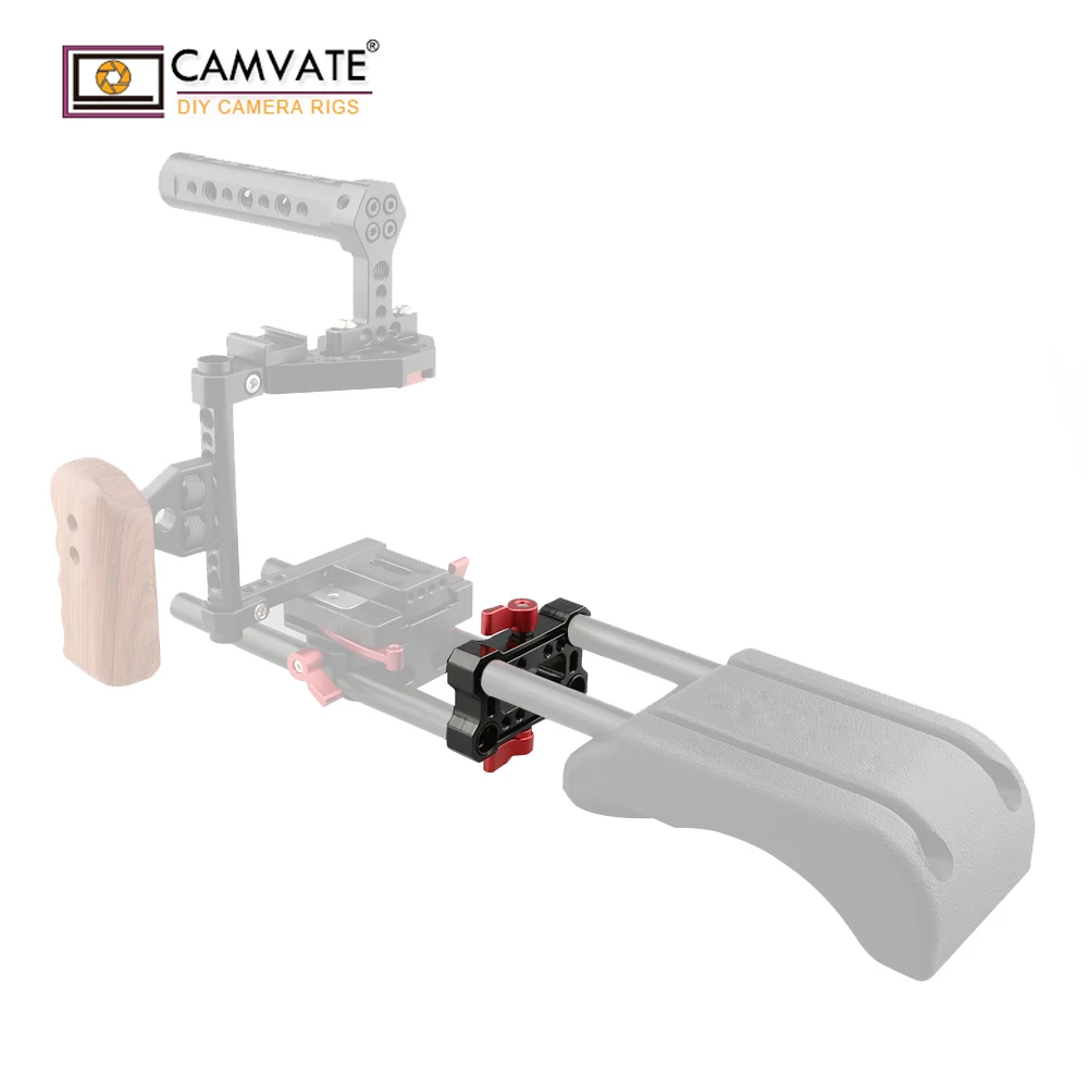 CAMVATE 15mm asta Offset Raiser Clamp/altezza Riser Offset Railblock con fori filettati da 1/4 "-20 per sistema di ringhiere a spalla