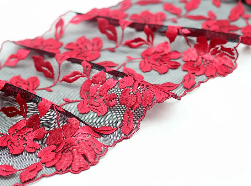2Yards Red Embroidered Flower Lace Trim High Quality Lace Fabric DIY Craft&Sewing Dress Clothing Accessories