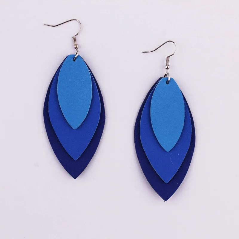 Oval Leather Marquise Statement Earrings for Women Fashion Jewelry Wholesale