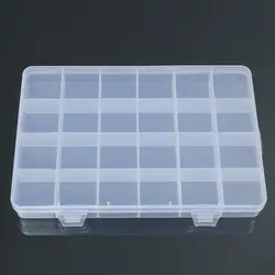 24 Compartments Plastic Box Case Jewelry Bead Storage Container Craft Organizer