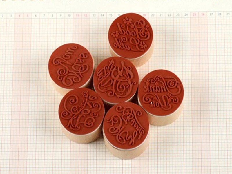 300pcs/lot Fast shipping Valentine's Day blessing words Stamp Round Wooden Rubber Wood Standard Stamp Small and big size