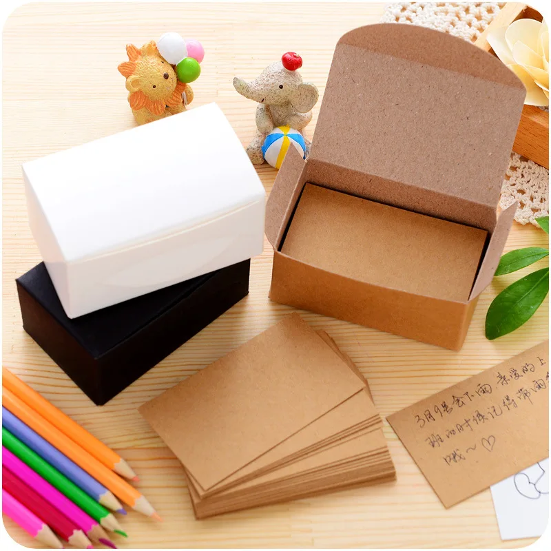 100 pcs/lot Kraft Memo Paper White Black Brown Mini Mote Message Card Guest Book Stationery Office School Supplies