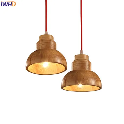 

IWHD Led pendant Light Modern Simple Wood Pendant Lights Kitchen Living Room Hanglamp Lamparas de techo colgante moderna Lustre