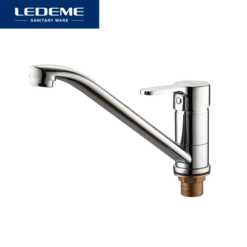 LEDEME New Classic Style Kitchen Faucet Solid Brass Single Handle Cold and Hot Water Tap 360 Degree Rotation Spray Paint Faucets