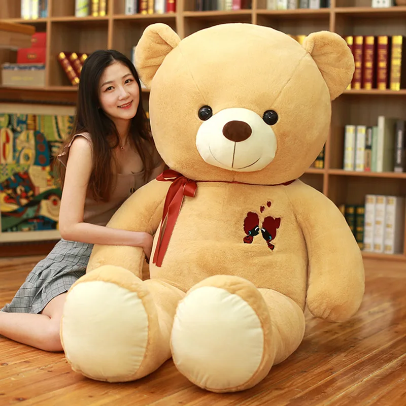 60-100cm Large Cute Teddy Bear Plush Toy Lovely Huge Stuffed Soft Bear Wear Bowknot Bear Kids Toy Birthday Gift For Girlfriend