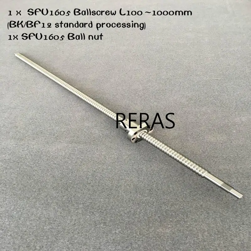 SFU1605Ballscrew any length250 300 350 400 450 500 600 650 700 900 1000 1200 1500mm Ballnut Ball Screw RM 1605 End Machined CN