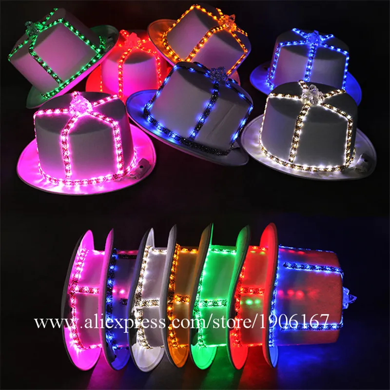 6 Pcs Colorful LED Luminous Hats Light Up Party Props Christmas Stage Performance Led Headwear Dancing Bar DJ Birthday Gift