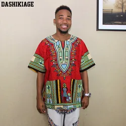 (fast shipping) 2016 Newest Fashion Design African Traditional Print 100% Cotton Dashiki T-shirt for unisex