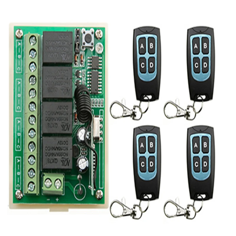 DC12V 4CH 4 CH 4Channel RF Wireless Remote Control Switch System 315 MHz /433 MHz Transmitter And Receiver/Garage Door/shutters