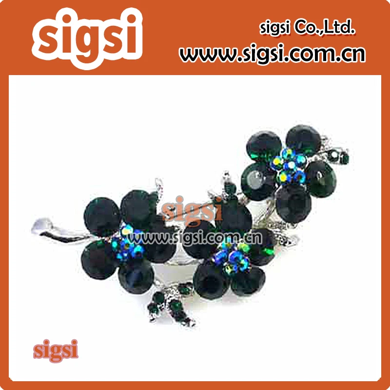 

100pcs wholesale green/pink flower acrylic rhinestone crystal wedding brooch pin for gift/party