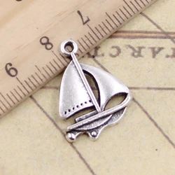 20pcs Charms Sailing Ship 24x17mm Tibetan Bronze Silver Color Pendants Antique Jewelry Making DIY Handmade Craft